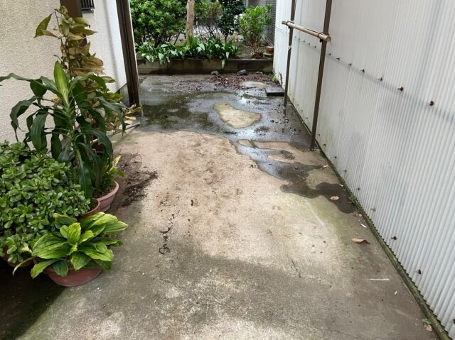 藤沢市の3LDK一軒家の不用品回収 庭 作業後