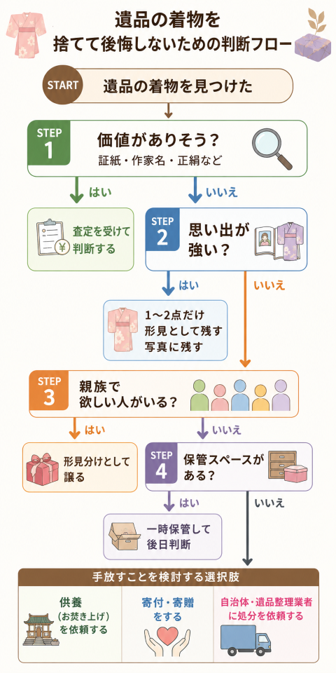 遺品の着物を捨てて後悔しないための判断基準